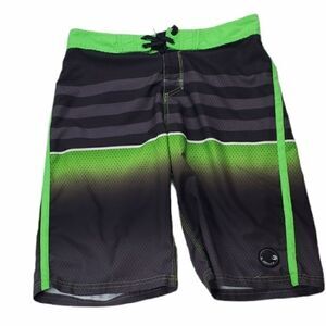 B Split Green, Gray & Black Swim Trunks